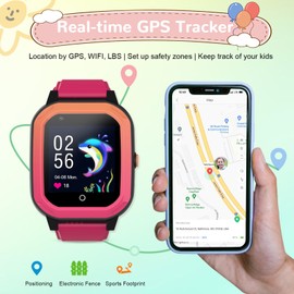 FEKIDO Wonlex GPS Smart Watch for Kids, 4G Smartwatch with SIM Card, 1.4" Phone Watch with Video Calls, Voice Chat, SOS, Camera, Pedometer, Alarm, Games for Boys Girls Aged 3-12 Years Old(KT20pink)