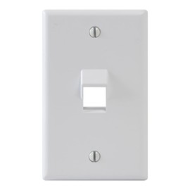ICC Angled 1-Port Keystone Wall Plate (1 Pack), UL Listed, Durable ABS Plastic, Single Gang Wall Plate for RJ45 Modular Inserts, White