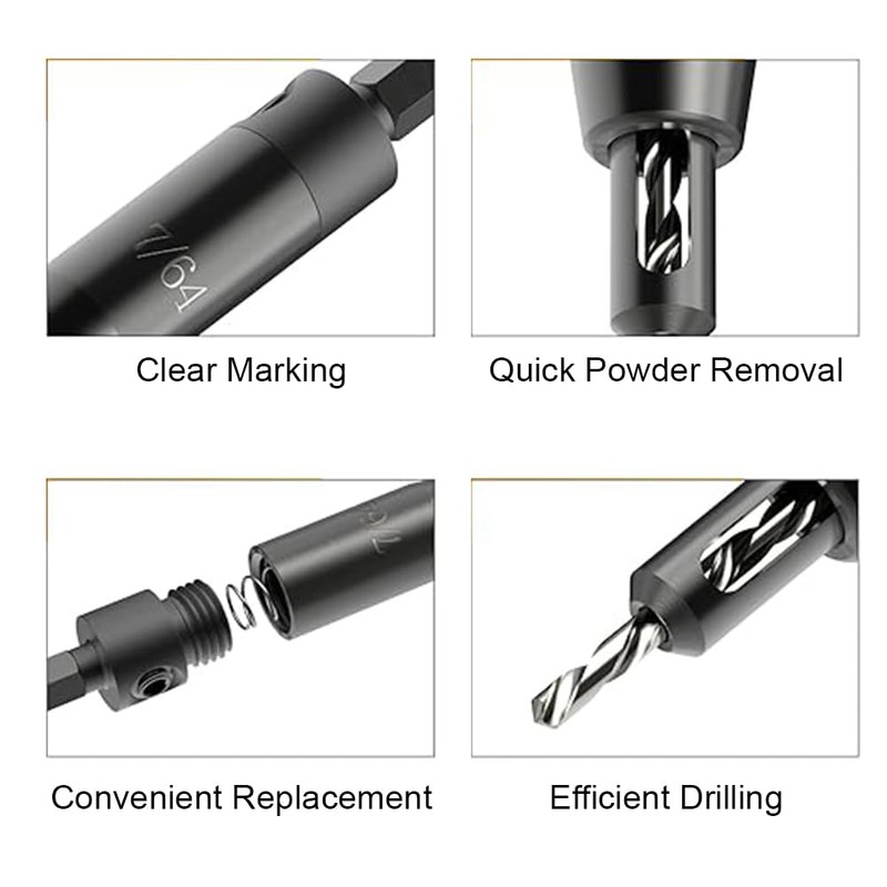 3 Pcs Hinge Drill Bit Set, Self Centering Hole Drilling