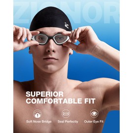 ZIONOR G1 Lite Swimming Goggles and Swim Cap Set Comfortable Anti-fog Swim Goggles for Adult Men Women