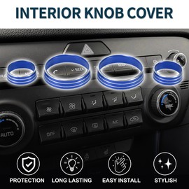 TUCKBOLD AC Air Conditioner Media Volume Control Switch Knob Cover Ring for Kia Sportage QL 2017 Sturdy | Interior Decal Trim Blue 4 Pcs