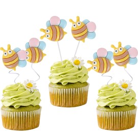30 piezas de decoración para magdalenas de abejorro de resina, pequeña figurita de abejorro, para baby shower, decoración de magdalenas, decoración de cupcakes, para niños, niñas, fiesta de