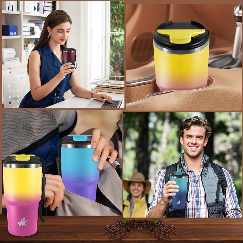 Mujigaga Tazza da Viaggio 0.6 Litri con Isolamento, Bicchiere Termico