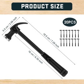 WILLBOND 20 Pcs Mini Plastic Claw Hammer 7.3" Mini Safety Hammer Small Hammer Household Mini Plastic Tool for Craft DIY Woodworking Nail Puncher Emergency Escape, Lightweight Easy to Carry