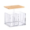 Relaxdays Cotton Buds Storage, Acrylic, Bamboo, Box with Lid, Small