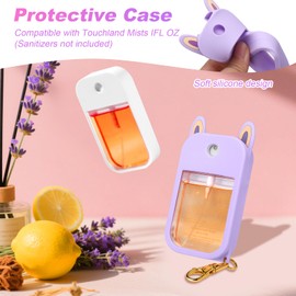 AIERSA Hand Sanitizer Spray Case Compatible with Touchland,Rabbit Ears Design Silicone Hand Sanitizer Case Holder with Keychain for Touch Land Mist Case 1FL. OZ (Purple)