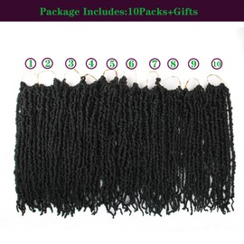 12inch Faux Locs Crochet Hair 10packs/lot Black Curly Soft Distressed Locs Wavy Crochet Braids Dreadlocks Synthetic Goddess Faux Locs Braiding Hair Extensions (12 Inch (pack of 10), 1B#)