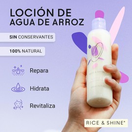 RICE & SHINE Agua de Arroz Hidratante Facial Skin Care con Aceite de Germen de Arroz con 60% más Vitamina E que el Aceite de Argán - Repara, Hidrata y Revitaliza la Piel