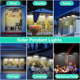 STARNOONTEK 4 Heads Pendant Solar Shed Light, IP65 Waterproof Warm White Shed Indoor Lights with Remote Control for Patio Garden, Chicken Coop, Gazebo, Barn
