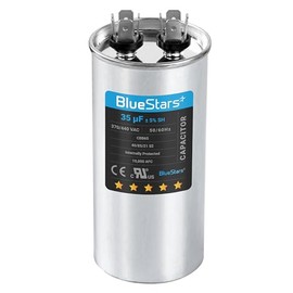Blue Stars - Condensador redondo de 35 MFD uf ± 5% MFD 370 V VAC o 440 V, multiusos, compatible con acondicionador de aire o condensador de bomba de calor, paquete de 1