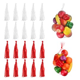 sourcing map 100pcs Egg Hatching Bags, 20 Inch Mesh Nylon Netting Reusable Produce Mesh Bags Strong Stretchable Plastic Seafood Boil Bags for Fruits Vegetables Storage, White/Red