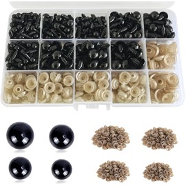 500 Piezas Ojos de Seguridad para Amigurumis de Ojos de Plástico con Arandelas Ojos de Varios Tamaños para Muñecas Títeres Animales de Peluche Plástico para Ojos Muñecos con Arandelas
