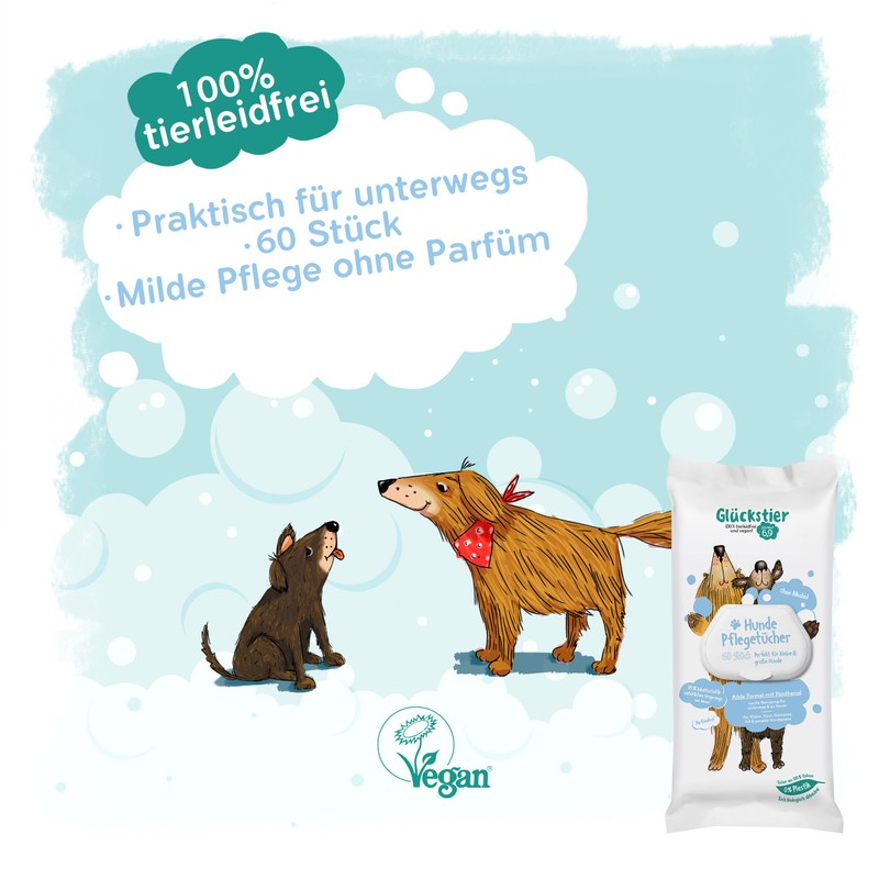 Glückstier Hundepflegetücher, perfekte Fellpflege für unterwegs (60 St.)