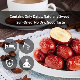 Jujube Dates, Red Dates, 17.6oz/500g, Asian Snacks, Dried Fruit- No Sugar Added, No Dry, Soft, Chewy, Brewing Tea, Soup, Adorn and Sweeten Cakes, Vegetarian, Inprove Sleep and Digestion