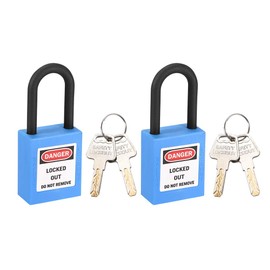 sourcing map Lockout Tagout Safety Padlock 1-1/2-inch Nylon Shackle Keyed Different Blue 2Pcs