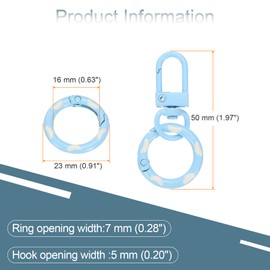 QUARKZMAN 30 Stück Hummerklaue süß Karabiner Schlüsselanhänger Schwenk Trigger Clips Zinklegierungen Bunte Schlüsselanhänger Snap Haken Splint Ringe für DIY Schmuckherstellung, Hellblau