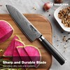 WEERLTEM Japanese Damascus Santoku Chef Knife 7''（Mirror finish blade）, 67-Layer