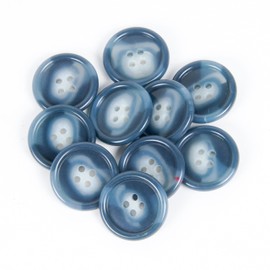 Mibo - 10 botones redondos de melamina para traje y vestido con llanta, 40 L (25 mm) - 4 agujeros, mezcla azul