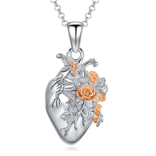PROESS Anatomical Heart Urn Necklace 925 Sterling Silver Anatomical Heart