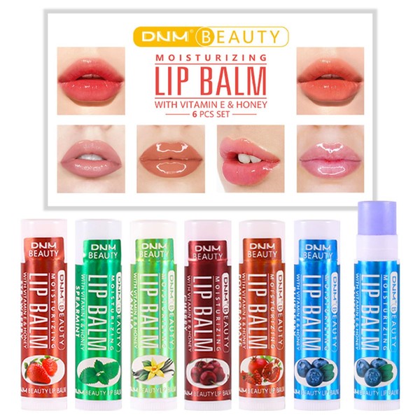 EnMart 6 Pack Fruit Flavored Lip Balm - Moisturizing Natural