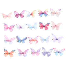 Beavorty 20pcs Kawaii Butterflies Hair Clips Dreamy Sheer Design Mini Hair Accessories for Girls and Teens for Parties Birthdays and Daily Wear Random Color