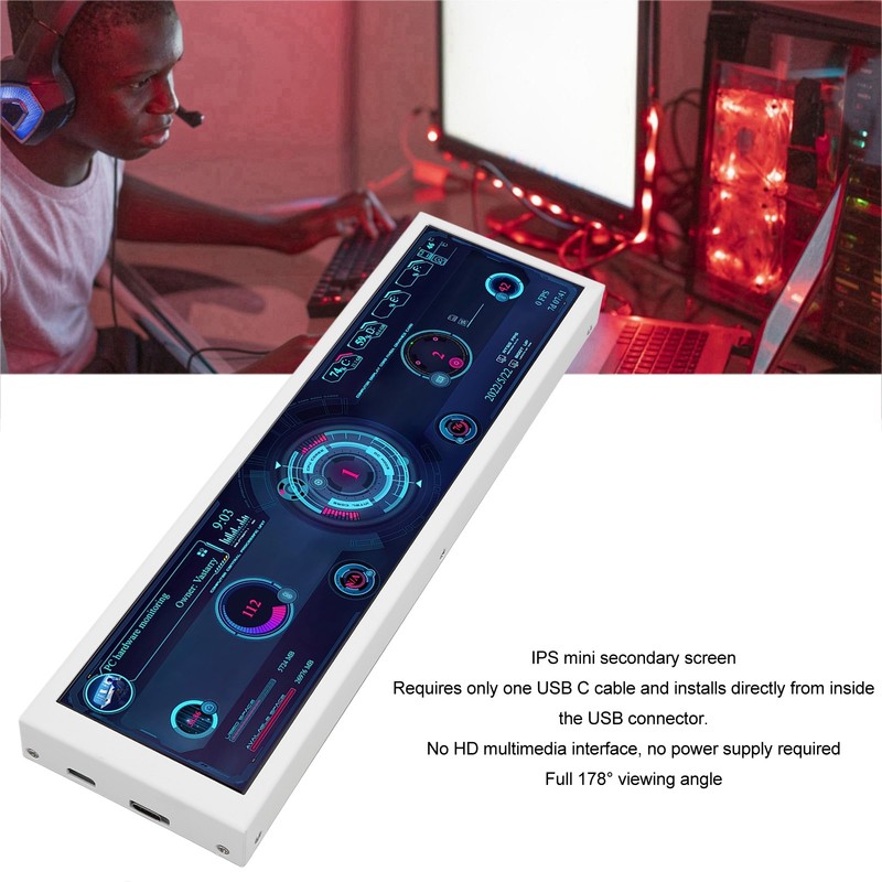 8.8in PC Temp Monitor USB C PC Sensor Panel Display