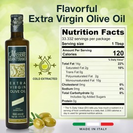 Masserie di Sant'Eramo Flavorful Italian Extra Virgin Olive Oil Cold Pressed - Robust Olive Oil for Cooking and Frying, Imported from Italy- 16.9 Fl Oz (Pack 1)