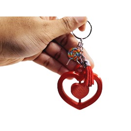 Dual Heart Spinner Customizeable 3d Printed Red Charm With sweet treat charm and tassel Silver Color Key Ring Backpack Charm