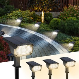 Kingsyard Solar Lights Outdoor Waterproof IP68, 47 LEDs 3 Lighting Modes USB & Solar Powered Garden Yard Pathway Spot Lights for Outside Landscape, Auto On/Off, 4 Pack(Warm White)