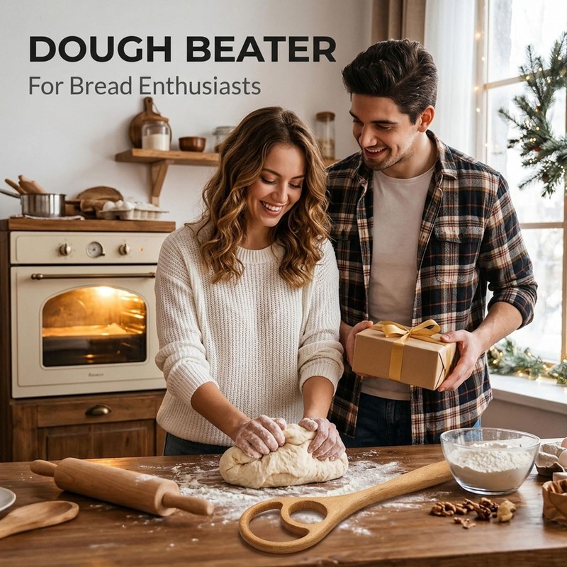 Higijapuf 2 Pack Danish Dough Whisk, Wooden Sourdough Stirrer 12.6