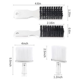 2 Pieces Barber Brush Set, with Barber Blade Cleaning Brush Neck Duster Brush, Clipper Cleaning Brush Styling Brush Tool for Barbershop and Home Use (Silver)
