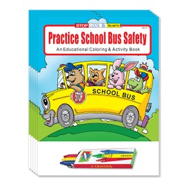 ZOCO - Practice School Bus Safety - Educational Coloring Books (25 Bulk Pack, with Crayons) - Bus Driver Gifts - Games, Puzzles, Activities for Kids