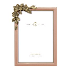 GIFTY GIFTY Vintage Thin Boarder Floral Photo Frame / 4x6 in | for Vertical and Horizontal Display on Tabletops | Perfect for Home Decor, Wedding, Graduation, Or Milestone Photos (Pink)