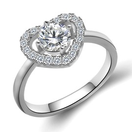 women Engagement Wedding Ring，S925 Sterling Silver 1 Carat High-Carbon Diamond Engagement Rings for Women ， Wedding Ring, or Women's Ring Set , 14K white gold plated Ring Unique promise ring for her (White-Heart, 8)
