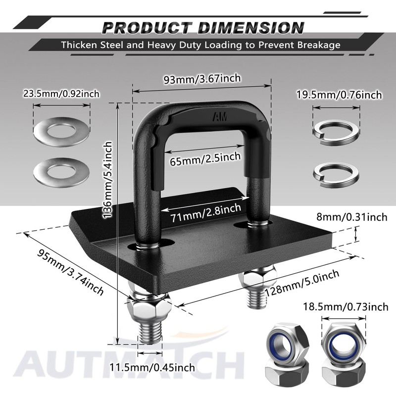 AUTMATCH Hitch Tightener Anti Rattle Stabilizer - Heavy Duty Hitch