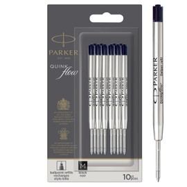 Parker Ballpoint Pen Refills Medium Point Black QUINKflow Ink 10 Count
