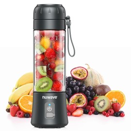 NUWAVE Portable Blender for Smoothies & Milkshakes, 16 OZ On-The-Go Juice Blender with 6 Blades, Rechargeable Mini Blender, BPA-Free, Self-Cleaning, Leak-Proof Lid, for Gym, Home Kitchen, Office