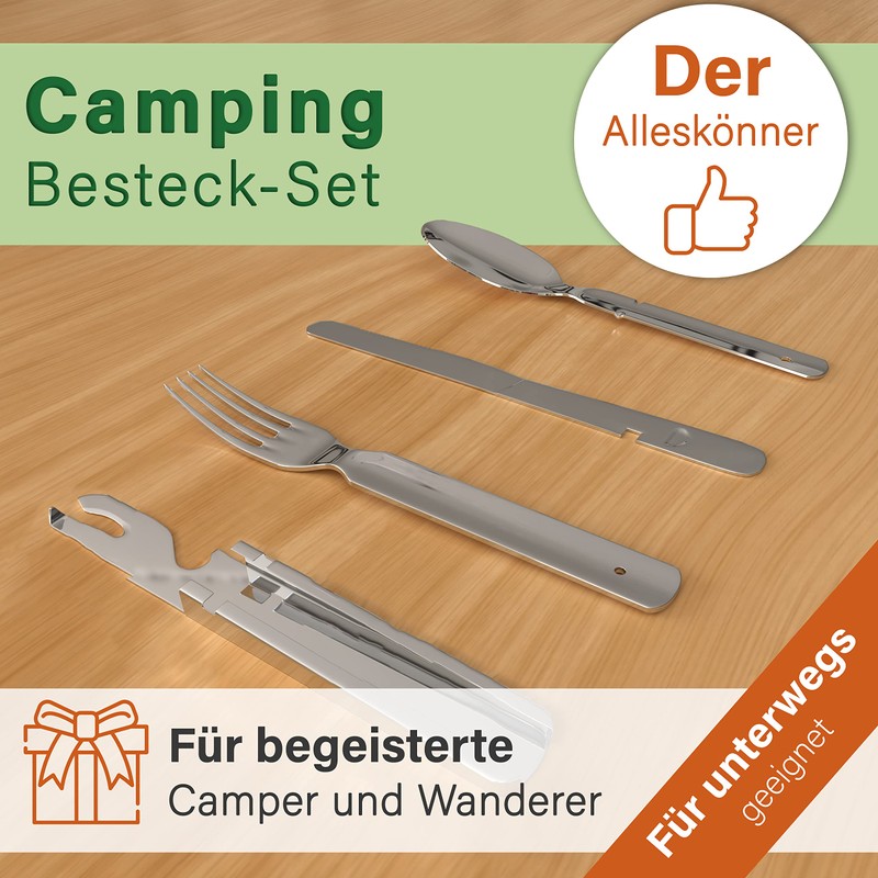 Classic German Army Stainless Steel Cutlery Set 4-Piece Camping Cutlery