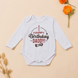 G-Amber Baby Boys Girls Romper Bodysuit Infant Funny Letter Long Sleeves Jumpsuit Outfit 6-9Months Happly Birthday Daddy I Love You