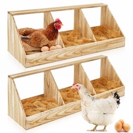 Thyle 2 Sets Chicken Nesting Boxes, 3 Compartment Wood Chicken Laying Boxes Chicken Coop Accessories Roosting Laying Boxes with Liners Large Bedding for Hens Birds Duck Coop Poultry Habitat Supplies
