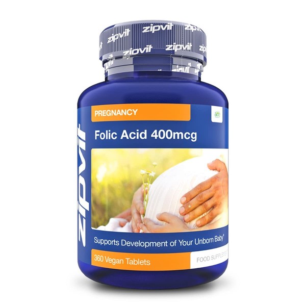 Folic Acid 400mcg, 360 Vegan Tablets. Supports Development of Your Unborn Child.