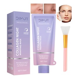 Mascarilla de Colageno, Paquete De Mascarilla Facial Peel Off Envoltura De Colágeno Durante La Noche, Hidratación Profunda, Reduce la Flacidez y Opacidad, con Cepillo