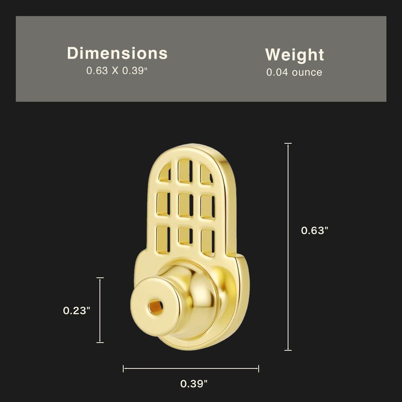 18K Gold-Plated Earring Backs for Droopy Ears, 4PCS Sturdy Grid-Pattern