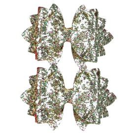 Christmas Glitter Gold Hair Bow Clips,Sparkly Bowknot Cheer Hair Barrettes Alligator Hairpins for Teens Toddler Girls Kids Xmas Holiday Party Dress Decor Accessories Gift (E)