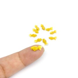 An_Shop 10pcs Artificial Animal Accessories Clay Goldfish Packs Miniature Figurine Mini Decorative for DIY Ornament Craft DIY Dollhouse Yellow Color