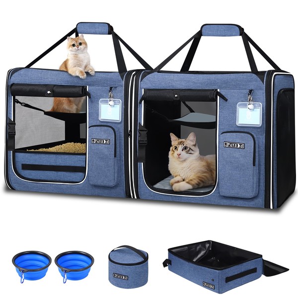 Petskd 2 in 1 Double Cat Car Travel Carrier with