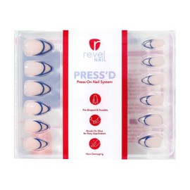 Revel Nail Medium Almond Press On Nails - Blue French Tip Press On Nails, Blue Press on Nails, Almond Medium Press On Nails