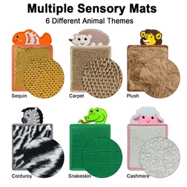 ALEENFOON Montessori Sensory Mats for Autistic Children, Set of 6 Sensory Mats, Tactile Feel Memory Game for Children, Sensory Carpet, Autism for Children, Babies, Toddlers
