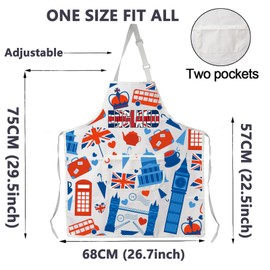 ENSIANTH England Apron with Pockets London Apron England Cooking Apron for Women Men British Kitchen Home England Souvenir Gift, england apron