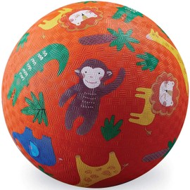 Jungle Animal Pattern, 7.1 inches (18 cm) Textured Surface, Easy to Hold, Various Animal Patterns for Fun Learning, Delivered Deflated, Uninflated Rubber Balls, Crocodile Creek Crocodile Creek Empret